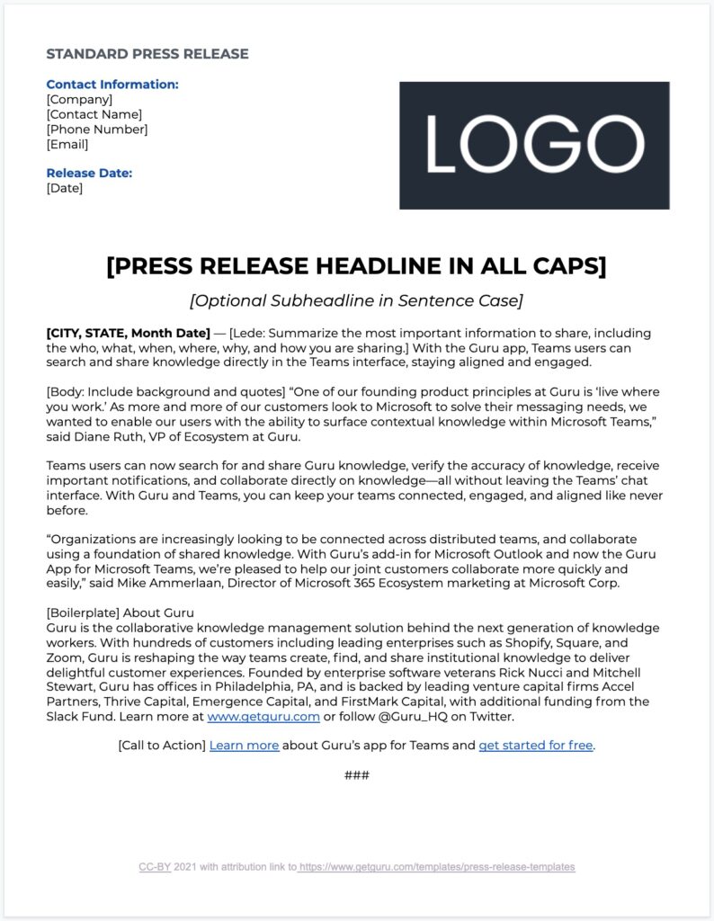 press release example